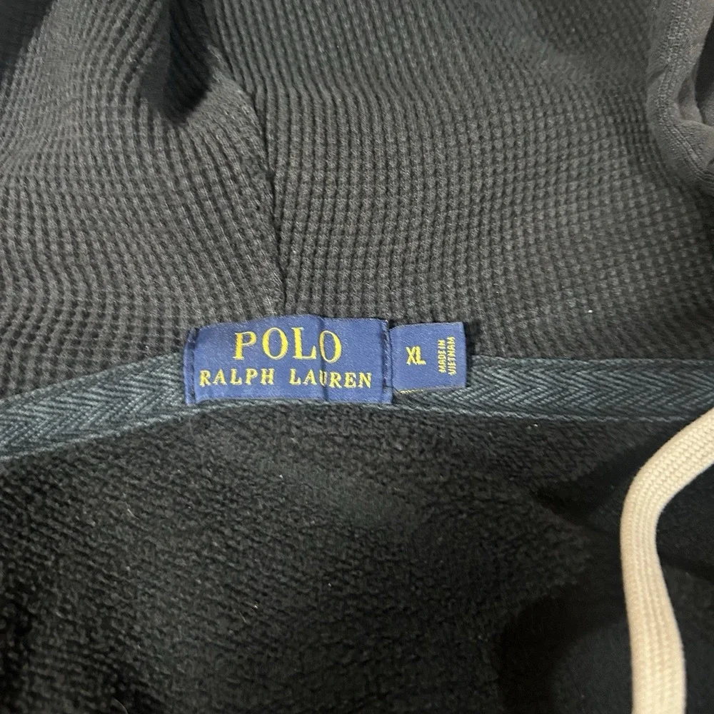 Polo Ralph Lauren Black Zip Up Hoodie Size XL Sweatshirt Jacket Waffle Hood